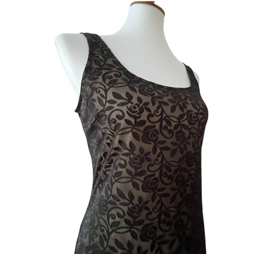 Vintage 90s Small Dress Maxi Y2K Long Sheer Express Tricot Valentine's Day Rose